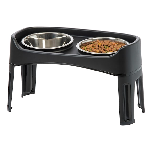 Iris Black Elevated Double Diner Dog Feeder, 8 Cup