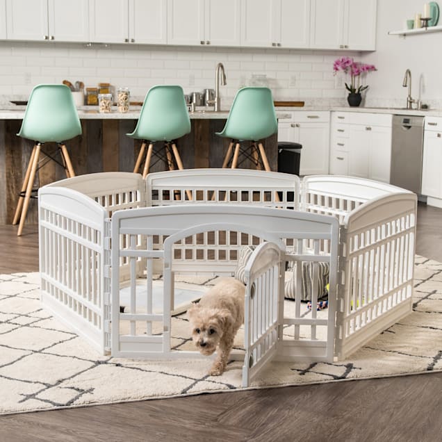 Iris White 6 Panel Exercise Pet Playpen with Door, Small - Carousel image #1