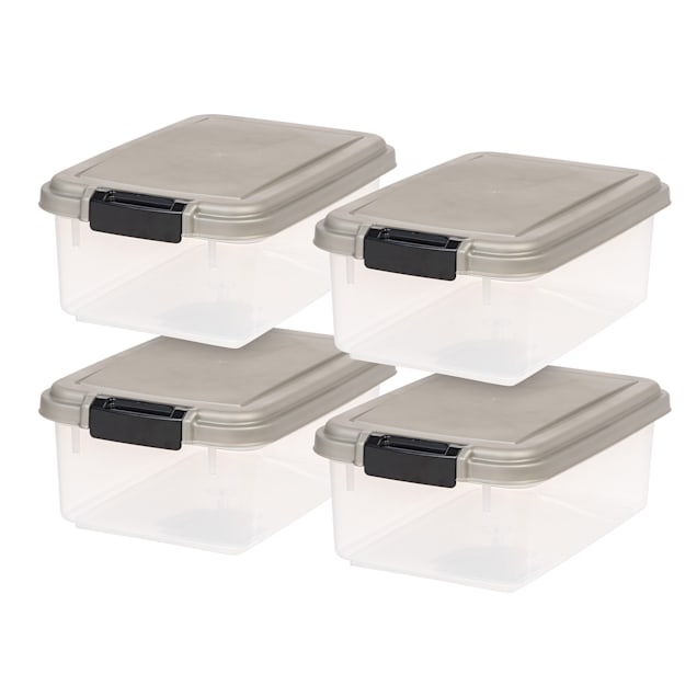 Iris 17 qt. Snap Top Plastic Storage Box in Clear with Gray Lid