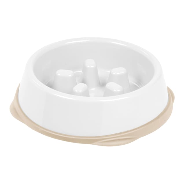 Iris White/Beige Slow Feeding Bowl for Short Snouted Pets, 2 Cup - Carousel image #1