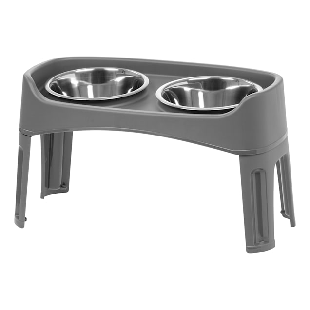 Iris Gray Elevated Double Diner Dog Feeder, 8 Cup - Carousel image #1
