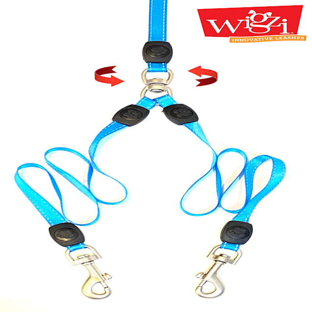 Wigzi Dual Dog Large Retractable Leash Coupler 16ft Blue