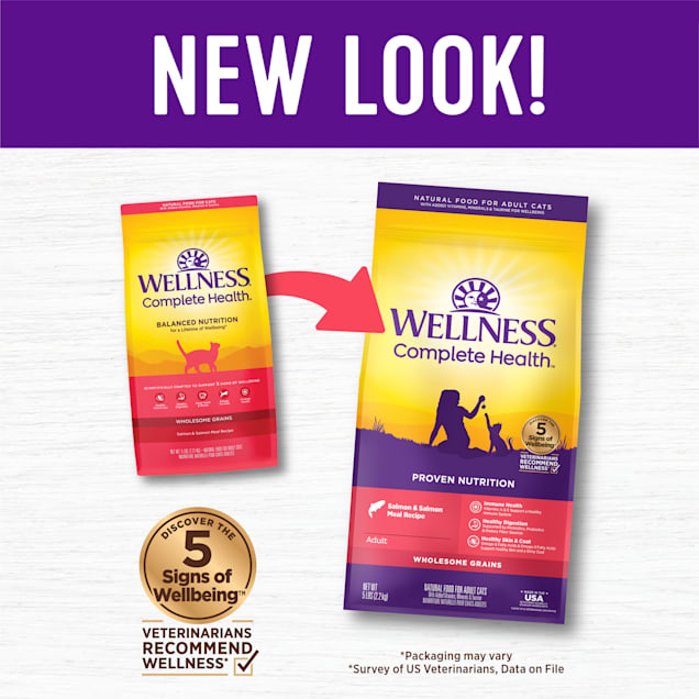 Wellness Complete Health Wholesome Grains Salmon Salmon Meal Recipe Natural Dry Cat Food 5 lbs. Petco