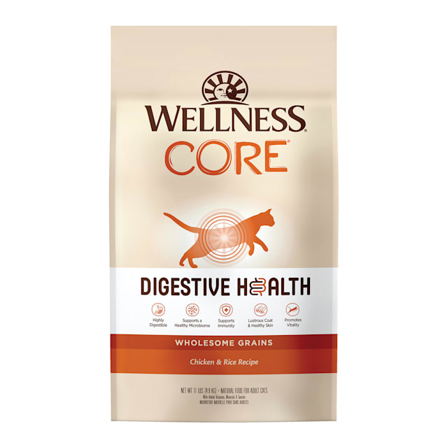 Wellness CORE Digestive Health Chicken & Rice Dry Cat Food, 11 lbs. - Carousel image #1