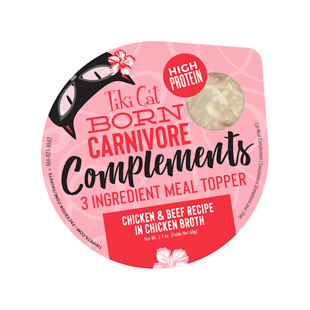Tiki Cat Complements High-Protein Meal Topper Chicken & Beef Recipe in Chicken Broth Wet Cat Food, 2.1 oz., Case of 8 - Carousel image #1