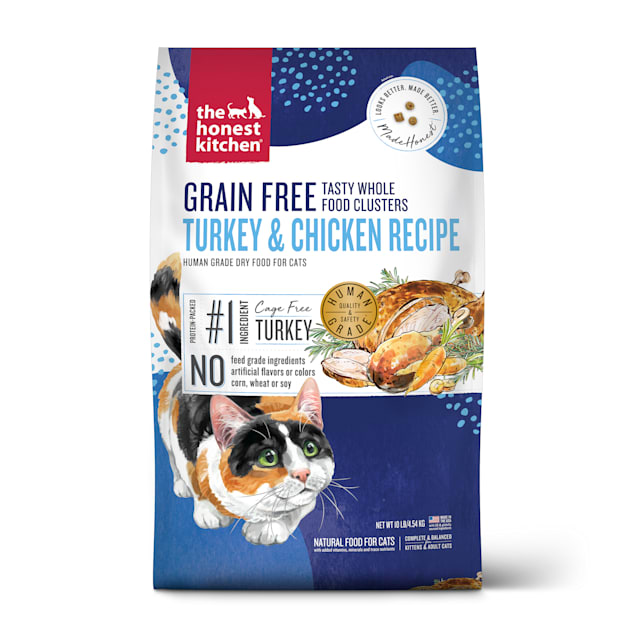 The Honest Kitchen Whole Food Clusters Grain Free Turkey Chicken Dry Cat Food 10 lbs