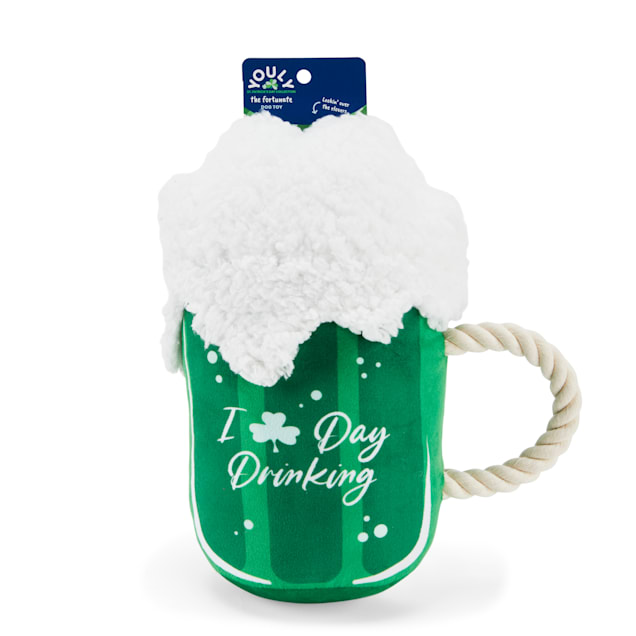 YOULY St. Patrick's Day Plush Rope Beer Dog Toy, Large - Carousel image #1
