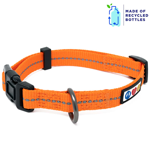Pawtitas Orange Recycled Reflective Dog Collar, X-Small - Carousel image #1