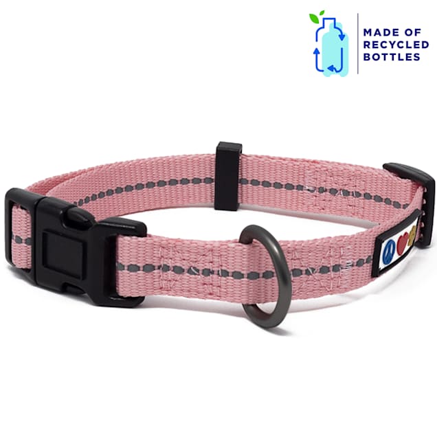 Pawtitas Pink Recycled Reflective Dog Collar, X-Small - Carousel image #1