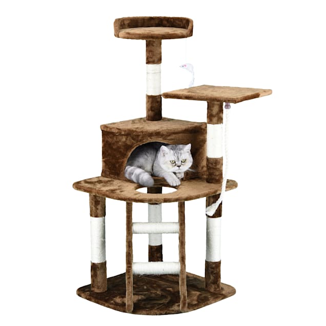 Go Pet Club Brown Economical Cat Tree Condo with Sisal Covered Posts