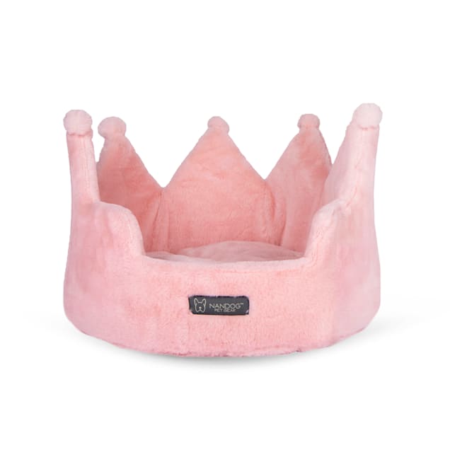 Nandog Pet Gear Blush/Pink Cloud Collection Crown Pet Bed, 16" L X 16" W X 12" H - Carousel image #1