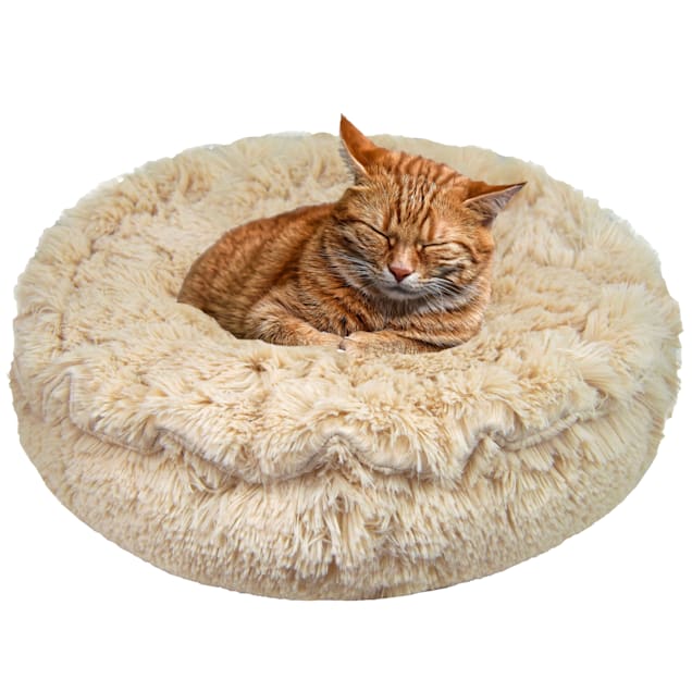 Bessie and Barnie Ultra Plush Blondie Deluxe Shag Pet Lily Pod Bed, 24" L X 24" W X 4" H - Carousel image #1