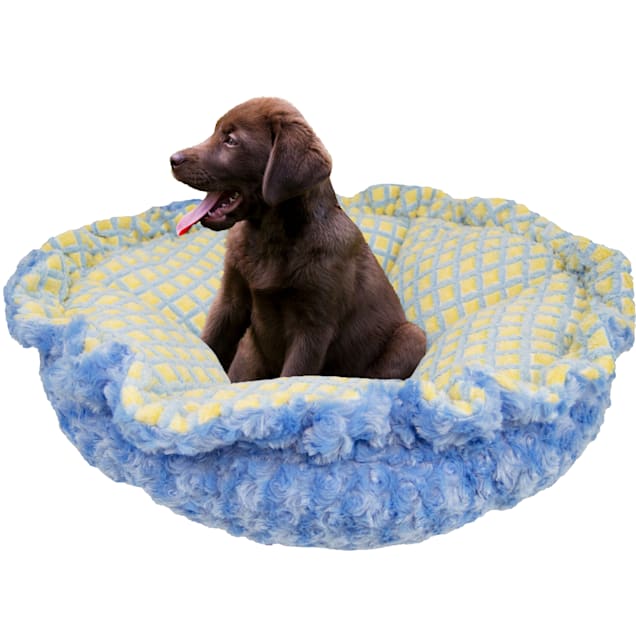 Bessie and Barnie Ultra Plush Blue Sky/Robbin Egg Luxury Deluxe Pet Cuddle Pod Bed, 30" L X 30" W X 5" H - Carousel image #1