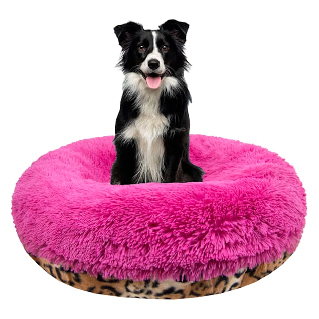 Bessie and Barnie Signature Chepard/Lollipop Luxury Extra Plush Faux Fur Bagel Pet Bed, 24" L X 24" W X 10" H - Carousel image #1