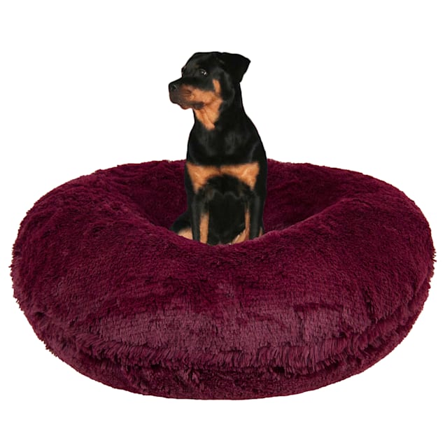 Bessie and Barnie Signature Rosewood Luxury Extra Plush Faux Fur Bagel Pet Bed, 24" L X 24" W X 10" H - Carousel image #1