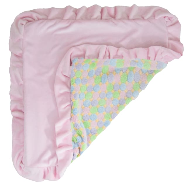 Bessie and Barnie Pink Lotus/Ice Cream Ultra Plush Faux Fur Pet Super Soft Reversible Blanket, 20" L X 20" W - Carousel image #1