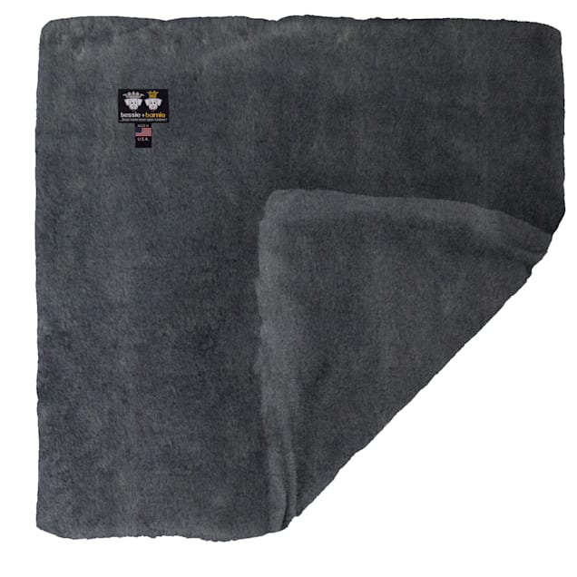 Bessie and Barnie Short Shag Mystic Grey Ultra Plush Faux Fur Pet Super Soft Reversible Blanket, 20" L X 20" W - Carousel image #1