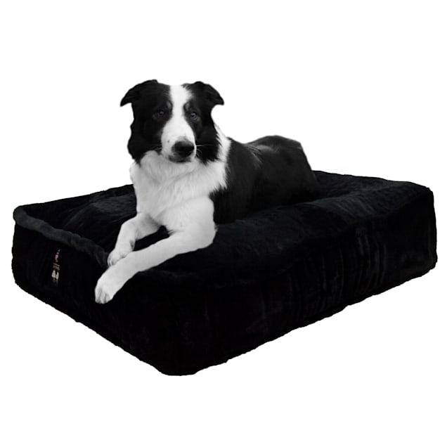 Bessie and Barnie Black Panther Ultra Plush Faux Fur Luxury Shag Durable Sicilian Rectangle Pet Bed, 28" L X 24" W X 6" H - Carousel image #1