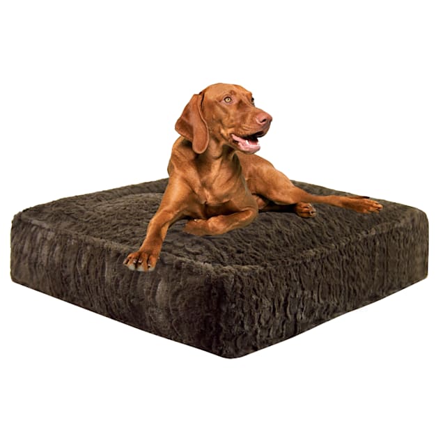 Bessie and Barnie Serenity Brown Ultra Plush Faux Fur Luxury Shag Durable Sicilian Rectangle Pet Bed, 28" L X 24" W X 6" H - Carousel image #1