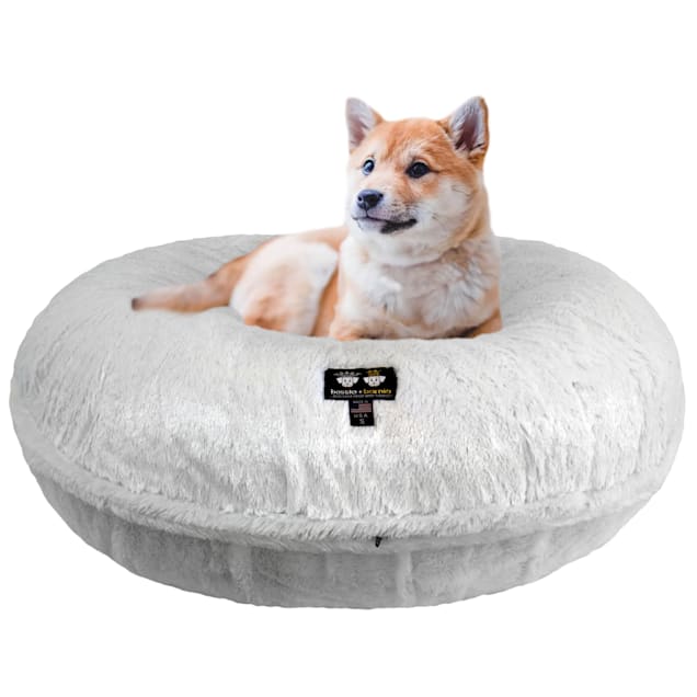 Bessie and Barnie Signature Arctic Snow Luxury Extra Plush Faux Fur Bagel Pet Bed, 24" L X 24" W X 10" H - Carousel image #1
