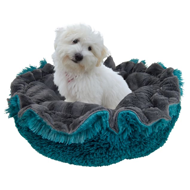 Bessie and Barnie Ultra Plush Gravel Stone/Wonderlust Luxury Deluxe Pet Cuddle Pod Bed, 30" L X 30" W X 5" H - Carousel image #1