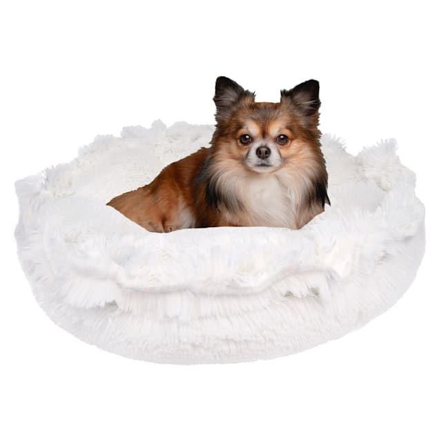 Bessie and Barnie Ultra Plush Snow White Luxury Deluxe Pet Cuddle Pod Bed, 30" L X 30" W X 5" H - Carousel image #1