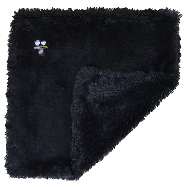 Bessie and Barnie Black Bear Ultra Plush Faux Fur Pet Super Soft Reversible Blanket, 20" L X 20" W - Carousel image #1