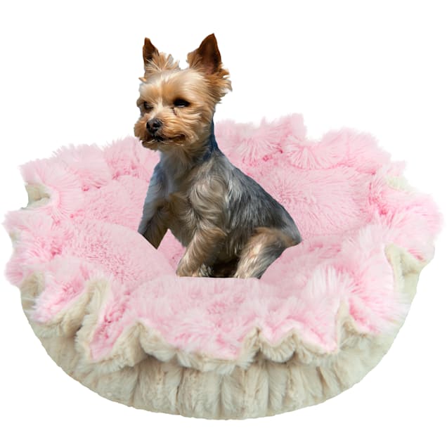 Bessie and Barnie Ultra Plush Bubble Gum/Natural Beauty Luxury Deluxe Pet Cuddle Pod Bed, 30" L X 30" W X 5" H - Carousel image #1