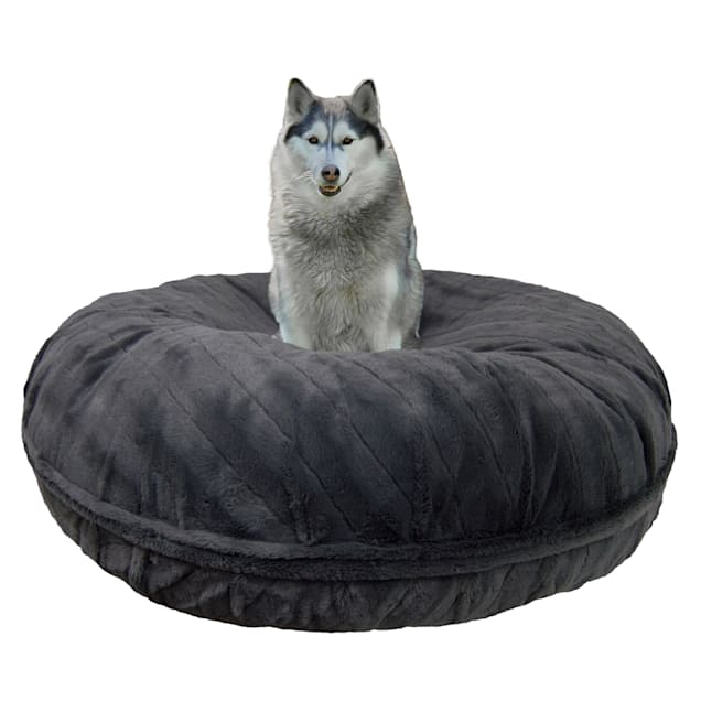 Bessie and Barnie Signature Gravel Stone Luxury Extra Plush Faux Fur Bagel Pet Bed, 24" L X 24" W X 10" H - Carousel image #1
