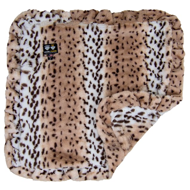 Bessie and Barnie Aspen Snow Leopard Ultra Plush Faux Fur Pet Super Soft Reversible Blanket, 20" L X 20" W - Carousel image #1
