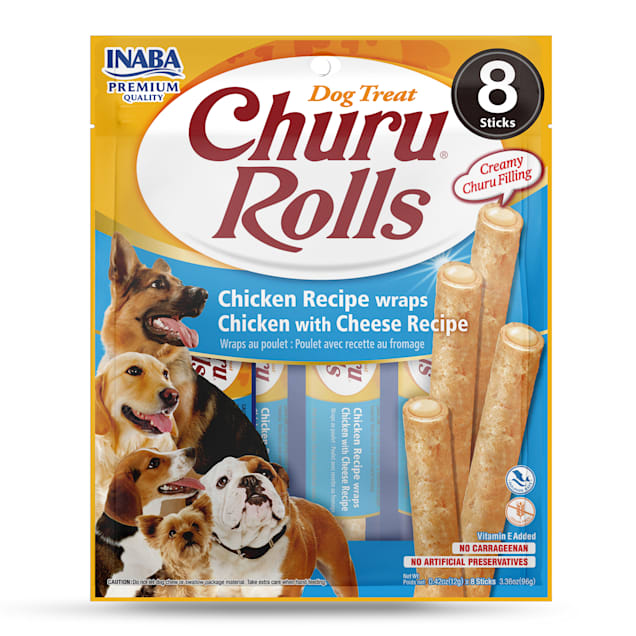 Inaba Churu Rolls Chicken Wraps Chicken with Cheese Recipe Dog Treats, 3.36 oz. - Carousel image #1