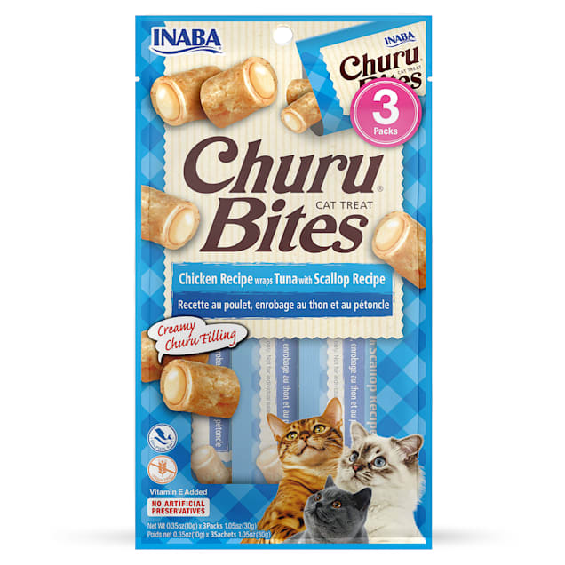 Inaba Churu Bites Chicken Wraps Tuna with Scallop Recipe Cat Treats, 1.05 oz. - Carousel image #1