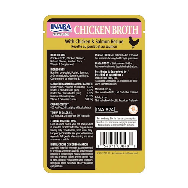 Inaba Chicken Broth with Chicken & Salmon Recipe Cat Treats ...