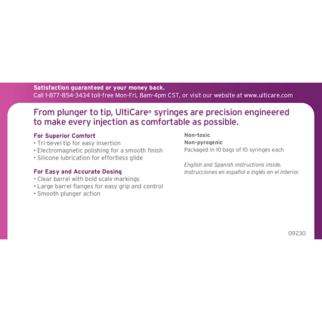 UltiCare Insulin Syringes 29 Gauge 0.5 0.3cc 100 Count