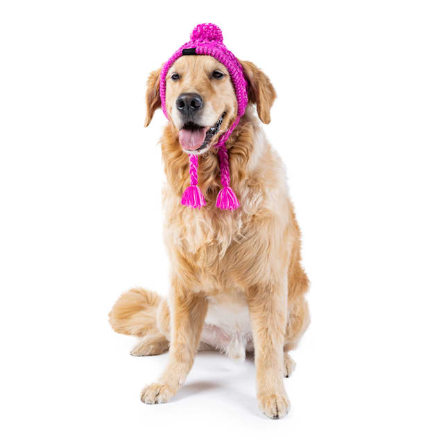 Canada Pooch Pink Polar Pom Pom Dog Hat, Small - Carousel image #1