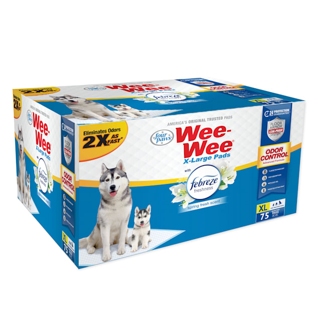 Four Paws Wee-Wee Odor Control with Febreze Freshness XL Pee Pads for Dogs, Count of 75 - Carousel image #1