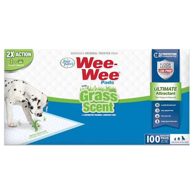 Four Paws Wee Wee Grass Scented Puppy Pads Count of 100 Petco