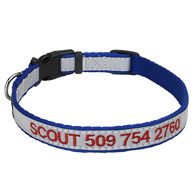  GoTags Reflective Personalized Dog Collar, Custom Embroidered  with Pet Name and Phone Number in Blue for Boy and Girl Dogs, 3 Adjustable  Sizes, Small, Medium, and Large : Everything Else