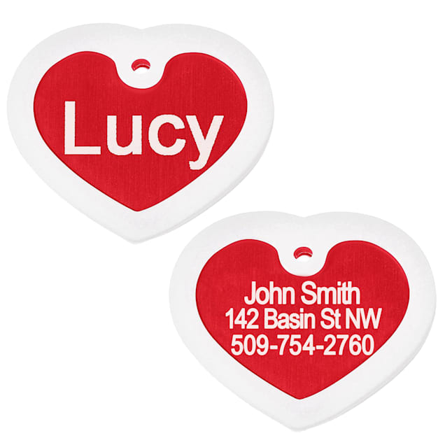 GoTags Personalized Red Heart Pet ID Tag Includes Glow in The Dark Silencer to Protect Tag and Engraving - Carousel image #1