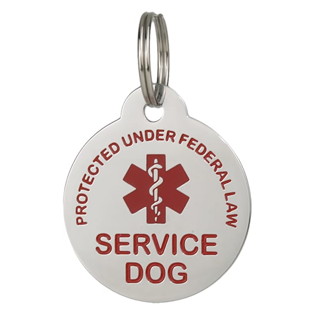 GoTags Personalized Stainless Steel Round Service Dog Pet ID Tag