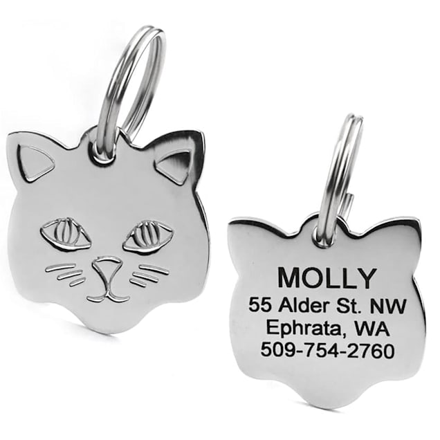 Personalised Stainless Steel Pet ID Tag - Engraved Rectangle For Dogs & Cats