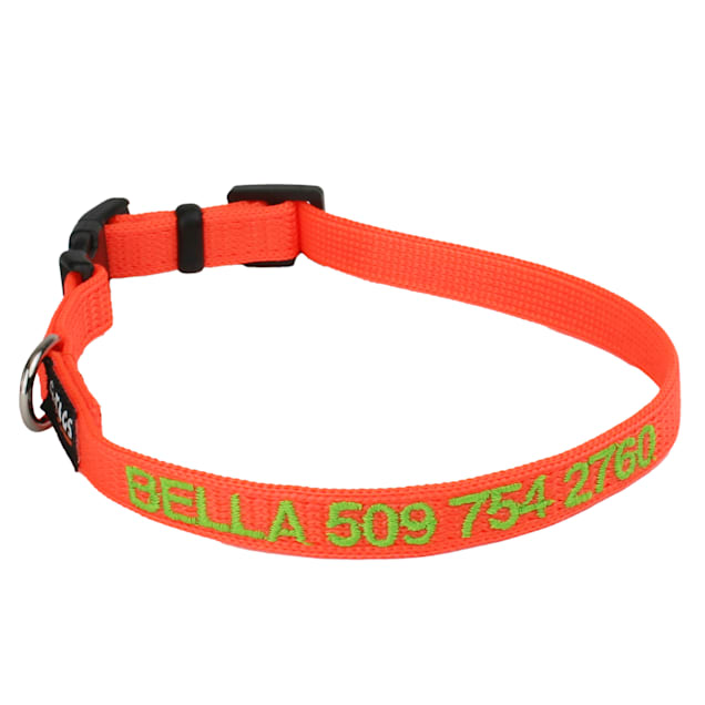 GoTags Personalized Orange Dog Collar with Custom Embroidery X