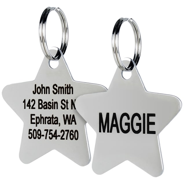 Stainless Steel Circle Pet Tag Engraved & Ring Dog Cat Name