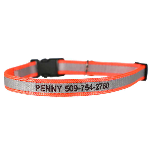 GoTags Personalized Orange Reflective Adjustable Cat Collar with Bell and Breakaway Safety Release Buckle - Carousel image #1