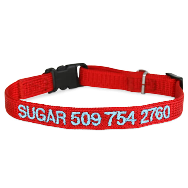 GoTags Personalized Red Adjustable Cat Collar with Bell and