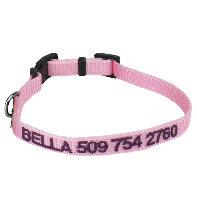 GoTags Personalized Pink Dog Collar with Custom Embroidery, X-Small