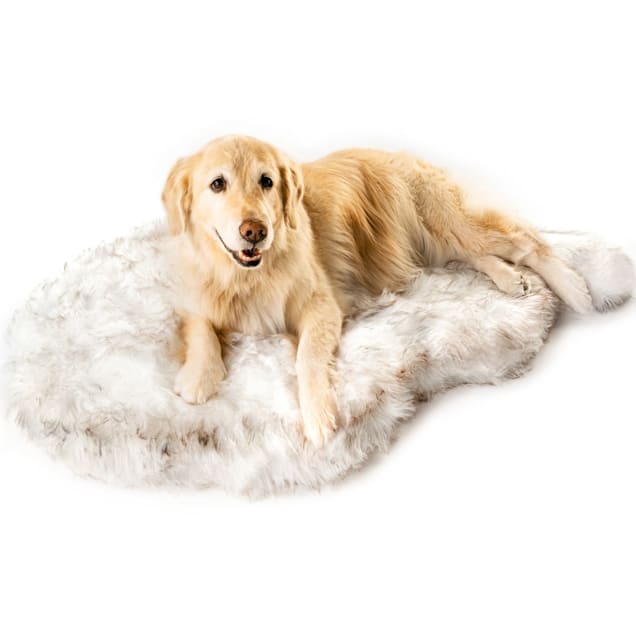 Paw Brands White PupRug Faux Fur Orthopedic Dog Bed, 40" L X 25" W - Carousel image #1