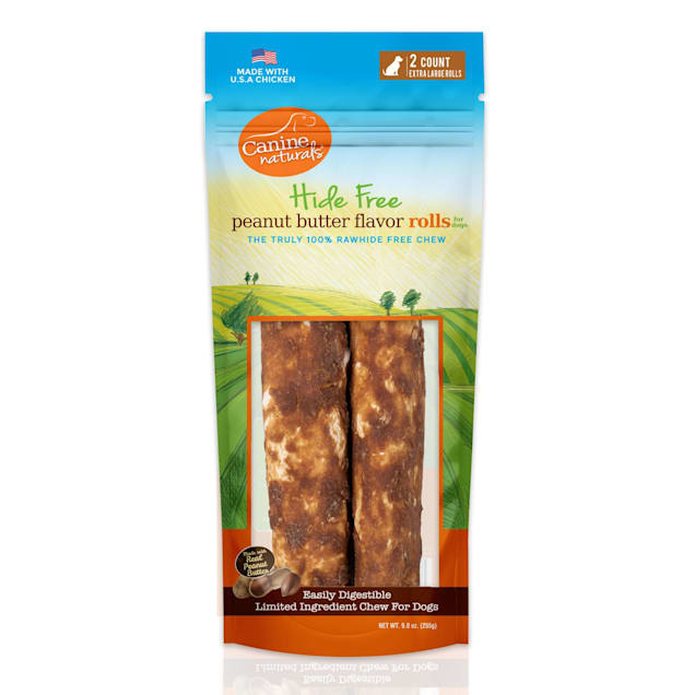 Canine Naturals Rawhide Free Peanut Butter Recipe Extra Large Dog Chews, 9 oz., Count of 2 - Carousel image #1