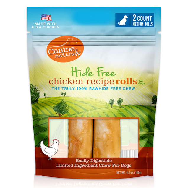 Canine Naturals Rawhide Free Chicken Recipe Medium Dog Chews, 4.2 oz., Count of 2 - Carousel image #1