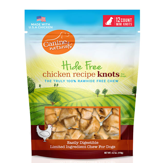 Canine Naturals Rawhide Free Chicken Recipe Mini Knots, 4.2 oz., Count of 12 - Carousel image #1